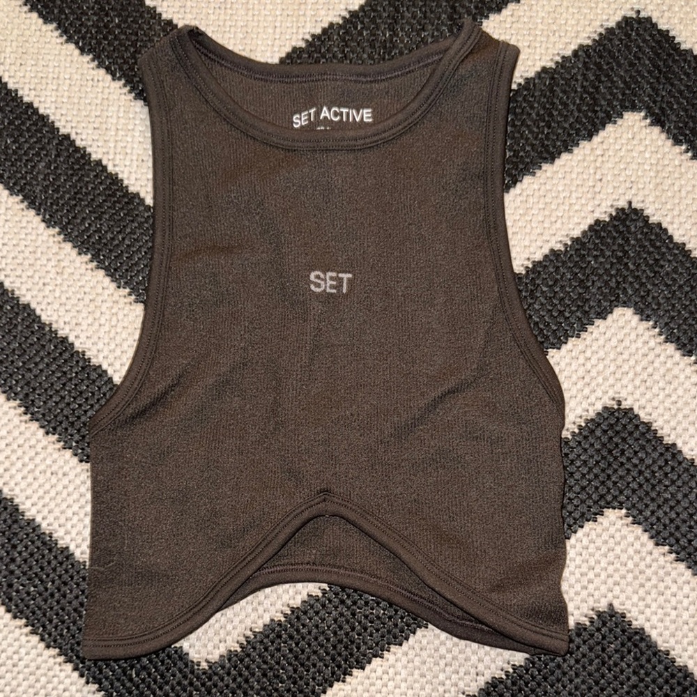 NWOT SET Active Brown Espresso Sculptflex Power Angle Sports Bra Crop Top M